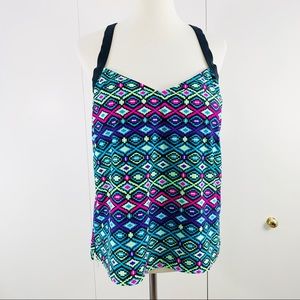 Slim U Swim 14 top geometric pink green blue